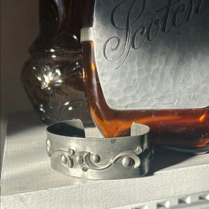 Vintage Pewter Scandinavian Modernist Cuff Bracelet